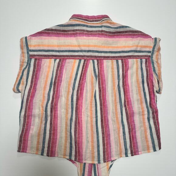 Rails Amelie Avila Stripe Linen Blend Button Down Shirt Women’s Medium Resort - Picture 8 of 16